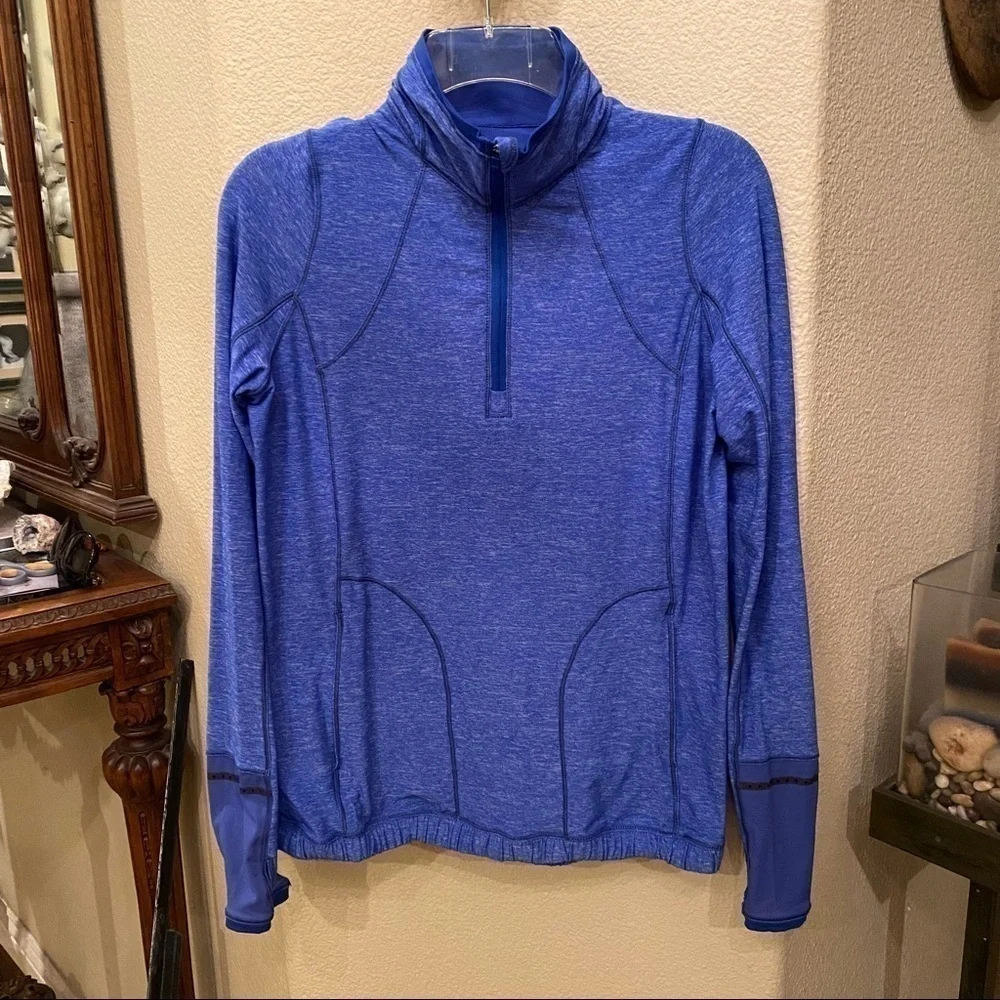 LULULEMON Blue 1/4 Zipped Long Sleeve Top Size 4-6